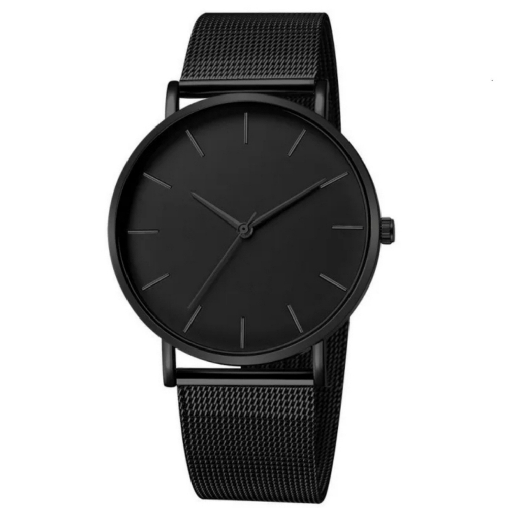 Mens Black Out All Black Quartz Watch NIP NEW BATT - Picture 2 of 5